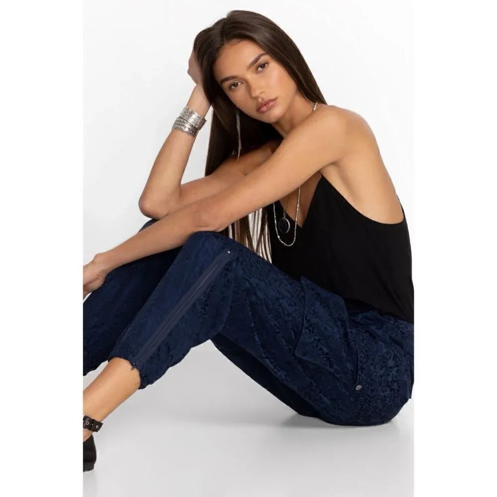 NWT JOHNNY WAS Kiarra Jacquard Pant in Blue Night, Size 6